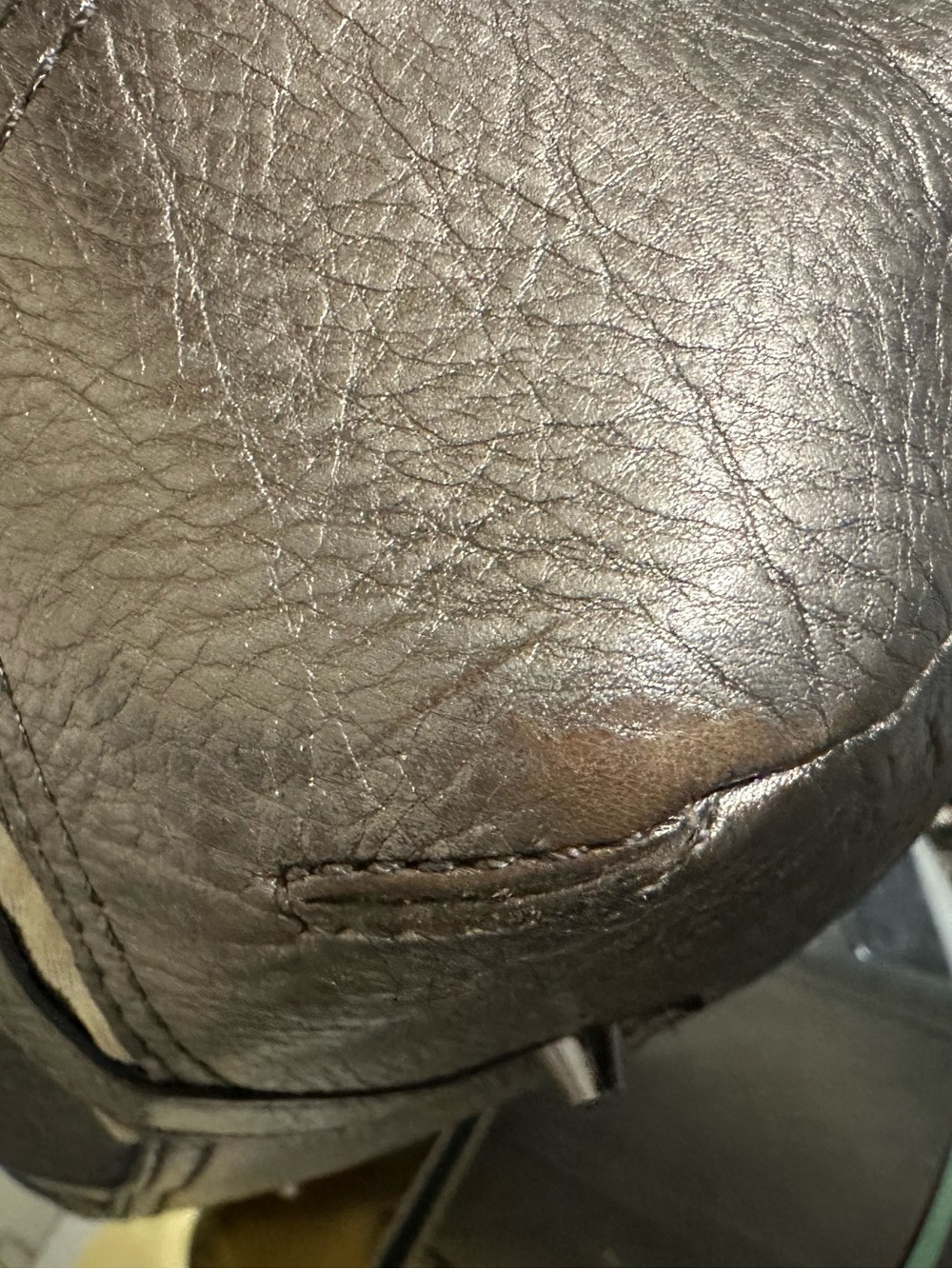 Vintage Burberry Nova Check Shoulder Tote Bag Metallic Pewter Leather Large - Picture 8 of 10